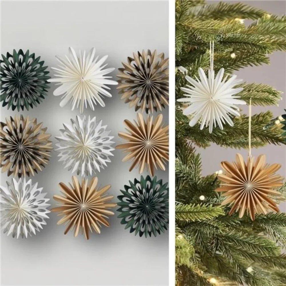 NEW West Elm 9 Piece Boho Pointed Star Christmas Tree Ornaments Set Boho - 3